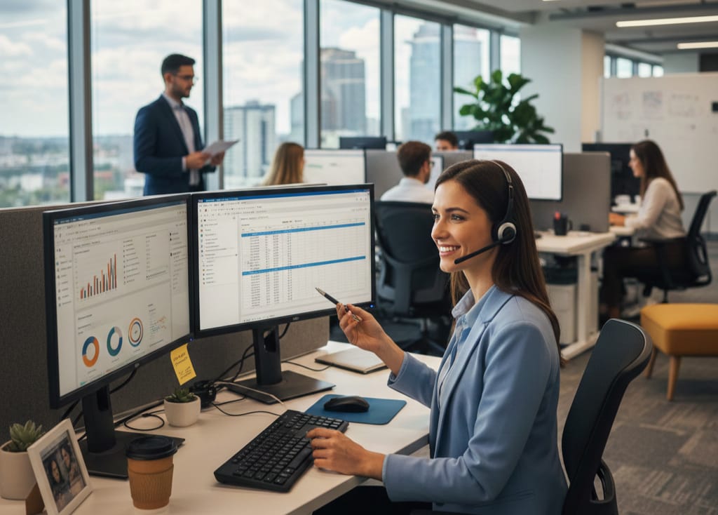 Inside Sales Executive working on computer